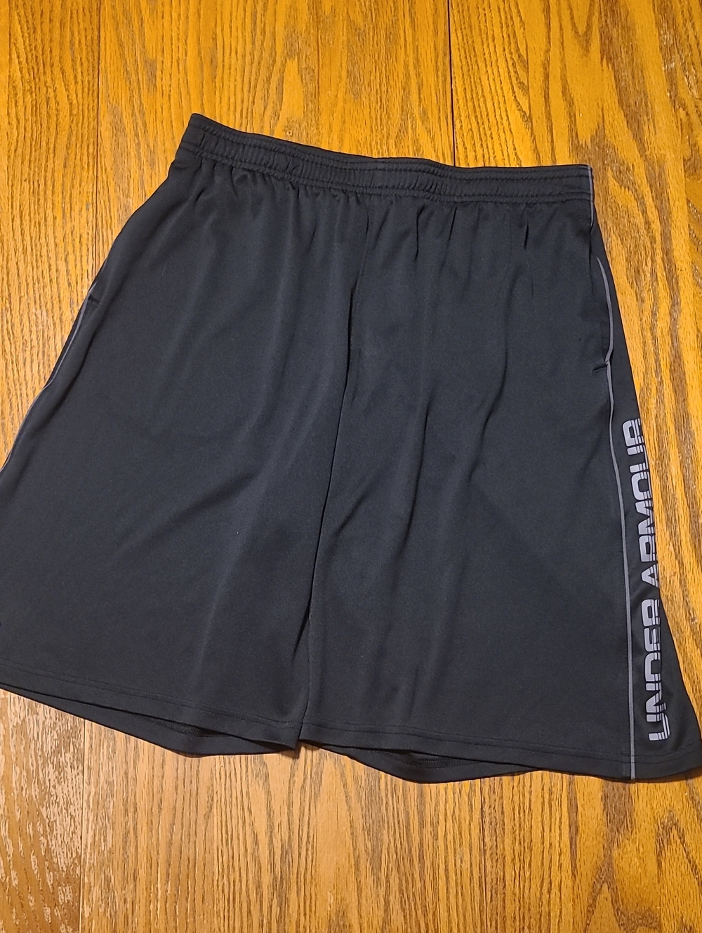 Under Armour Boy’s Black Athletic Shorts with Side Logo - XL